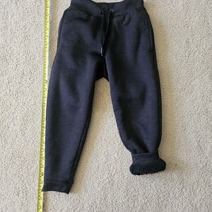 Kids Black Fleece-Lined Joggers with Drawstring Waist